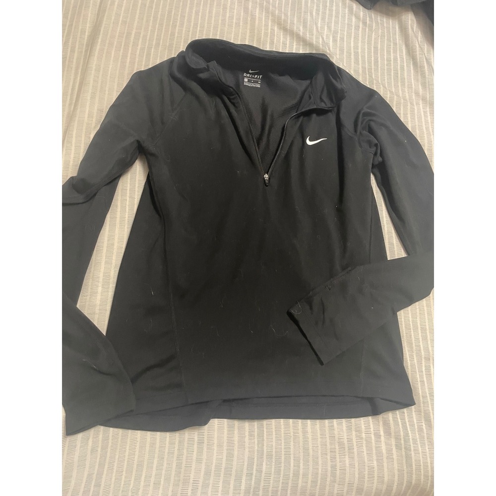Nike Dri-FIT Womens Quarter Zip Running Top Long Sleeve Black Small
